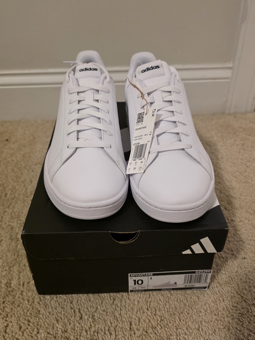Adidas Men’s White Advantage Clean Leather Sneakers - Picture 2 of 4